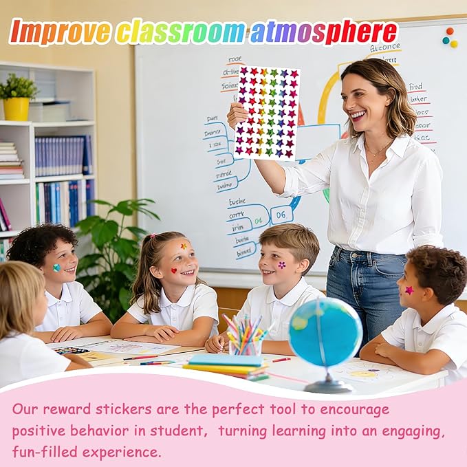 1848 PCS Kids Reward Sticker Set - Stars, Flowers, Hearts & Dots, Small Sparkly Holographic Stickers for Behavior Reward Chart, School Classroom Student Teacher Supplies and DIY Decoration