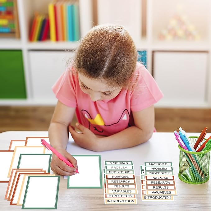 24 Sheets Science Board Supplies 18 Self Adhesive Presentation Science Subtitles & 6 Project Titles Board Sticker for School Office Supplies(Boho Color)
