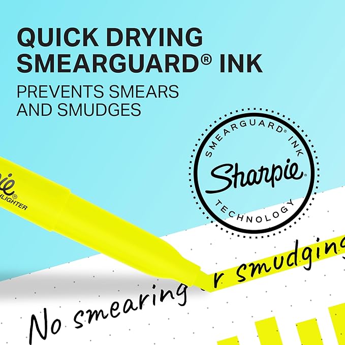 Sharpie Pocket Style Highlighters, Chisel Tip, Fluorescent Yellow, 12 Count (Pack of 12)