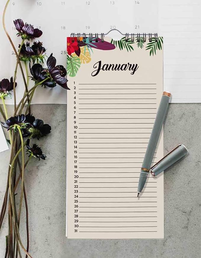 Flamingo & Floral Rustic Perpetual Calendar Birthday Wall Hanging Anniversary Special Event Reminder Calendar Book Journal Stationary Wall Hanging Birthday Gift Card Planner Organizer