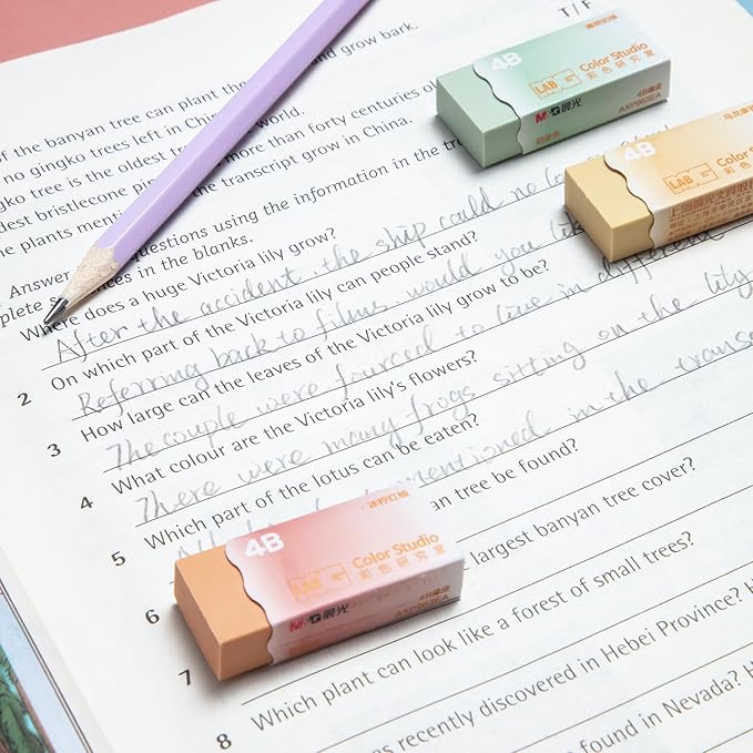 M&G 6 Pcs Pencil Erasers, Assort Color Rectangular Writing Erasers for School Office, Art Erasers for Drawing (Milk Tea Color)