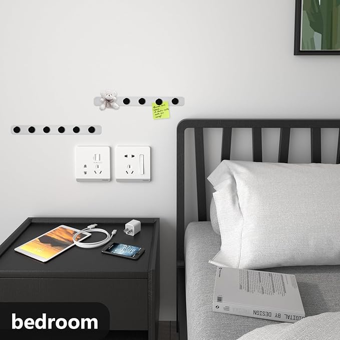 Magnetic Board - 6Pcs Magnet Bulletin Board, Frameless Stainless Iron Magnetic Strips with Adhesive Backing, Magnet Memo Board Bar, Includes 10 Black Magnets for Office, Home, Kitchen, School