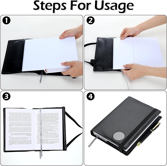 Motipuns 2 Pack Double AA Book Cover & 12 Steps & 12 Leather Double AA Book Cover Medallion Holder Paperback Protector Leather Gift for Women Men (Black)
