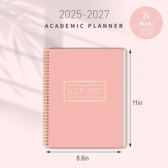 Monthly Planner 2026-2027, 2026 Calendar 18 Months Planner, January 2026 - June 2027, 8.5" x 11", 2026 Academic Calendar Hard PVC Cover with Spiral Bound, Perfect for School & Office for Women & Men