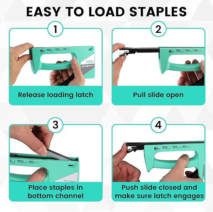 HAUSHOF Light Duty Staple Gun, Upholstery Staple Gun with 800PCS JT21 Staples and Stapler Remover, Fits JT21 Staple of 1/4'', 5/16'' & 3/8'', Used for Wood, Classroom, Crafts, DIY, Decoration (Green)