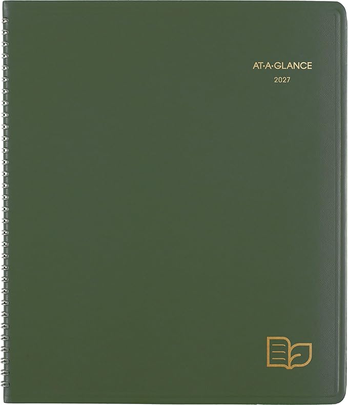 AT-A-GLANCE 2027 Planner, Monthly, 9" x 11", Tabbed, Unruled Daily Blocks, Recycled Green (70260G6027)
