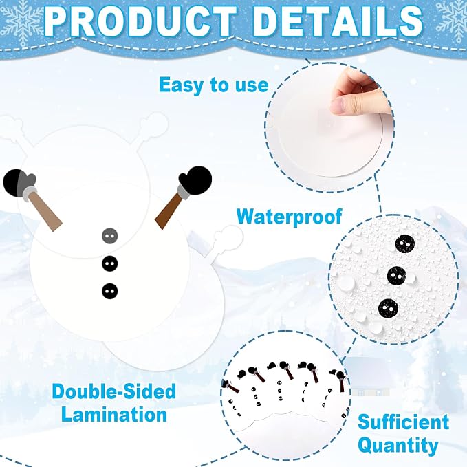 60Pcs Winter Snowman Paper Cutouts Winter Bulletin Board Decoration Black Snowman DIY Photo Craft Cutouts Christmas Classroom Supplies for Teacher Student School Holiday Party Chalkboard Wall Decor