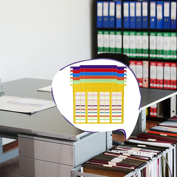 Watersay 12 Pack File and Folder Dividers 11 x 6 Inches Hanging Filing Cabinet Dividers Plastic Folder Organizer Insertable File Separators Office Filing Supplies for Organization (Rainbow Color)