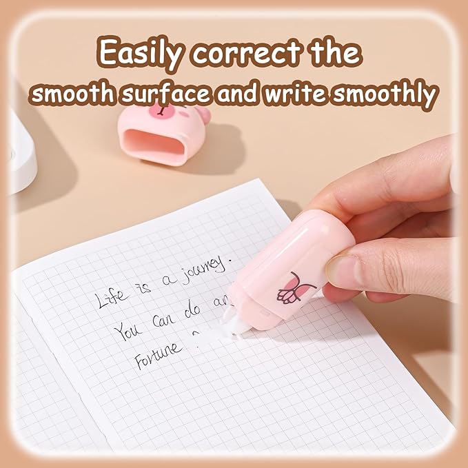 Geluode 3 Pack Capybara Correction Tape Cartoon Correction Tape Cute White Out Cute Capy School Supplies for Student Writing Office School Stationery Supplies, 1/5in.x 19.7ft.(5mm x 6m)