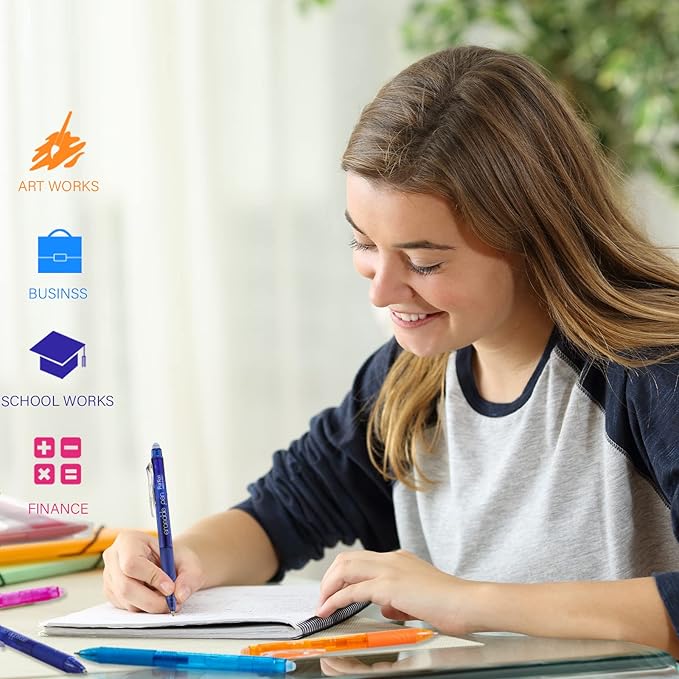 ParKoo Retractable Erasable Gel Pens Clicker 14 Colors, Fine Point 0.7mm, Make Mistakes Disappear, Comfort Grip for Writing Drawing Note-Taking Planners
