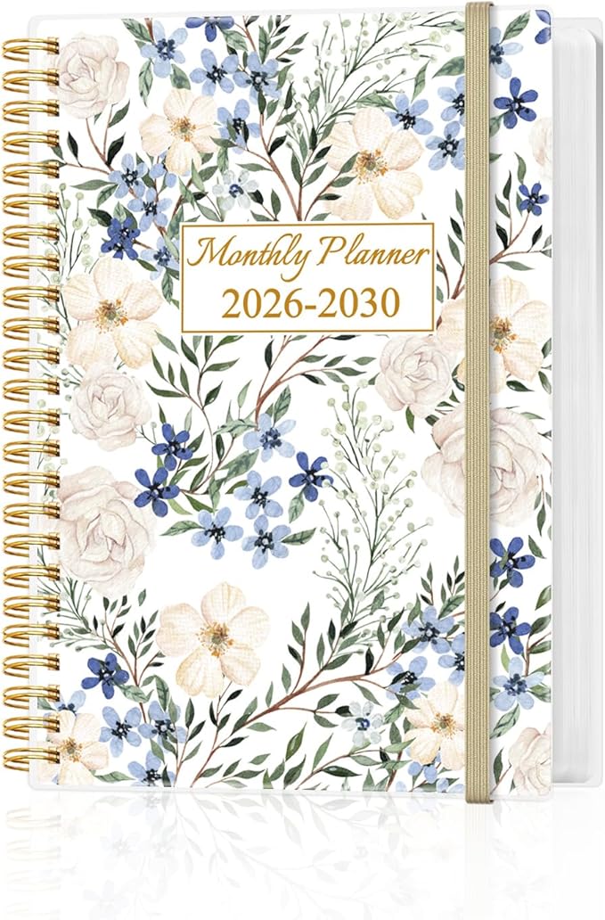 2026-2030 Monthly Planner - 60 Month PLanner Calendar from January 2026 to December 2030, 5 Year Planner 2026-2030 with Flexible Cover, Inner Pocket, Perfect for Home | School | Office, 5.8" x 8.5", Crushed Flower
