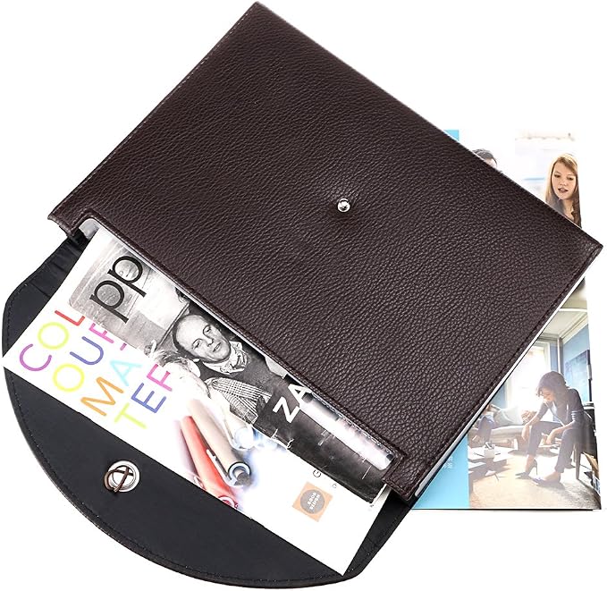 BTSKY PU Leather Expanding File Folders-13 Pockets A4 Letter Size Paper File Folder Accordion Business Document Organizer with Fasteners and Tabs (Brown)