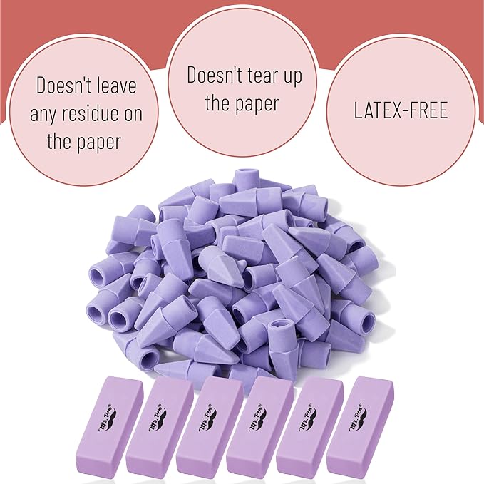 Mr. Pen- School Eraser Combination Set, 66 Pack, Purple, Latex Free Erasers for School, Office, Art Sketching, Homework, Exams, Clean Smudge-Free Correction