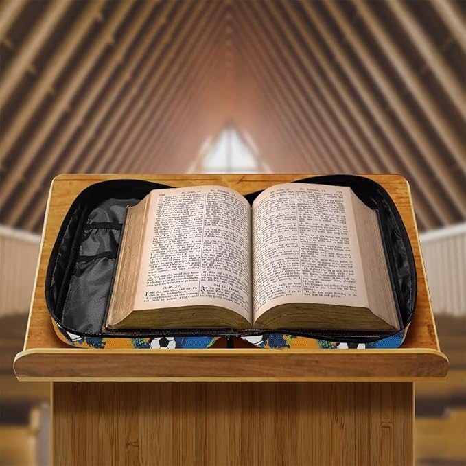 Coldinair Football Bible Cover Case for Men Teen, Kids Scripture Carrying Case with Handle and Pocket, Bible Book Tote Handbag