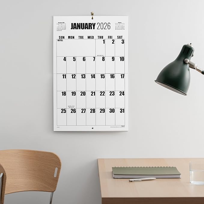 Wall Calendar 2026-2027, Nekmit 2026 Calendar from January 2026 to July 2027, 22 3/4" x 14 3/4", Large Print Big Grid Wall Calendar, 18 Monthly Calendar Perfect for Organizing & Planning