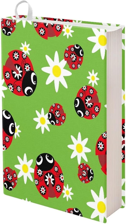 Dreaweet Ladybug Book Covers for Book Lovers Book Sleeve Stretchable Book Cover for Hardcover,Green Paperback Book Sox Book Sleeves 9" X 11" School Book Protector Pouch