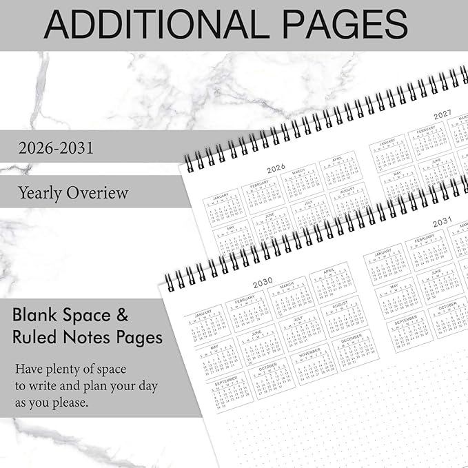 2026-2031 Monthly Planner - 5 Year Planner/Calendar 2026-2031, Jul 2026 - Jun 2031, 9" x 11", Tabs, 60 Months Flip Calendar, Spiral Bound Top, Black