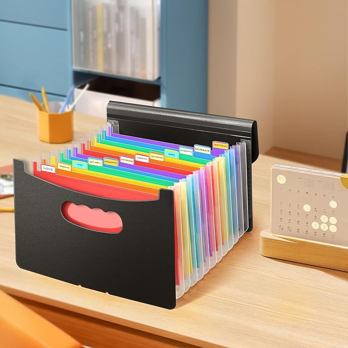 Vowcarol Greeting Card Organizer Expanding Organizer Greeting Card Storage Box Accordion Organizer
