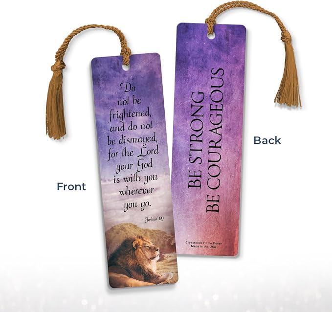 Be Strong and Courageous Bookmark 12 Pack with Tassels, Christian Bible Bookmark, Joshua 1:9 Scripture, Bible Study Supplies, 7.25" x 2"