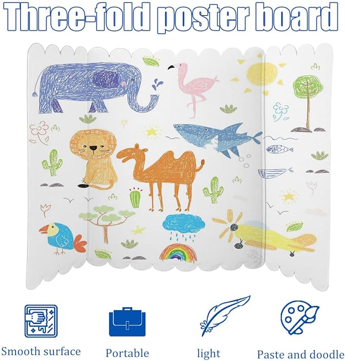 4 Pack Science Fair Boards Foldable Corrugated Cardboard Trifold 24 x 16 Inches Project Boards Poster Boards for Science Fairs, Business Presentations, Event Displays
