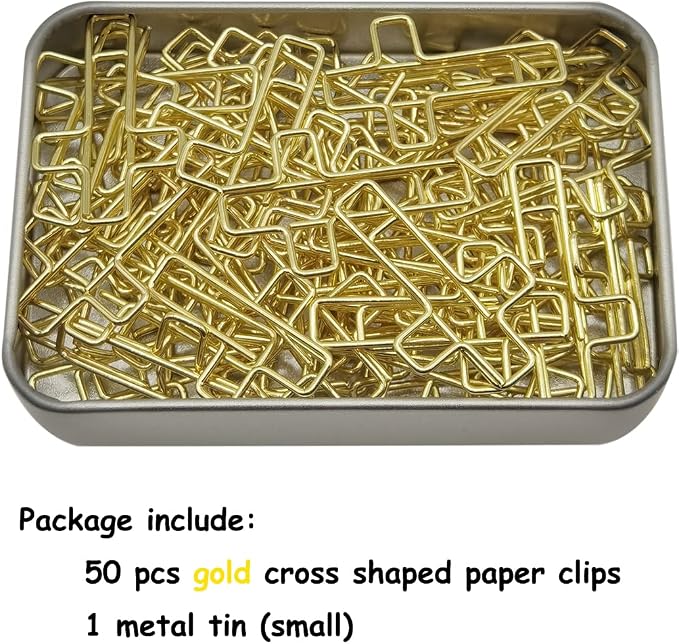 50 PCS Gold Cross Paper Clips Bible Bookmark Clips, Bible Study Supplies Accessories for Women
