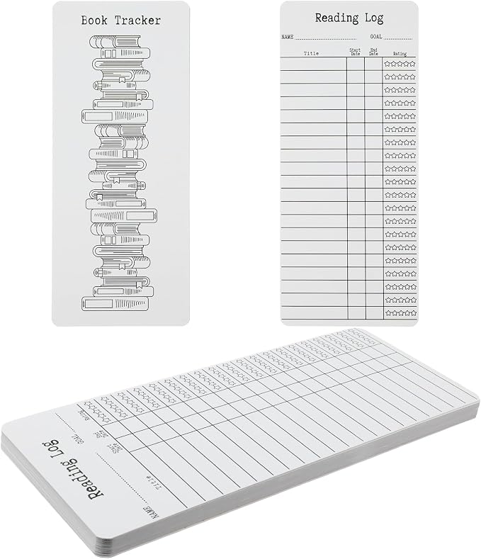 Ouligay 20pcs Book Tracker Bookmark Reading List Bookmark, Library Cards for Reading, Page Holders for Reading Enthusiasts, Teachers, Students