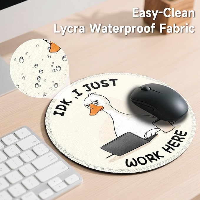 Gctriki Goose Round Mouse Pad, Cute Office Decor for Women, Funny Small Mousepad，Stitched Edge Non-Slip Rubber Base, Personalized Computer Mouse Pads for Laptop Mouse，Office Desk Accessories Gifts