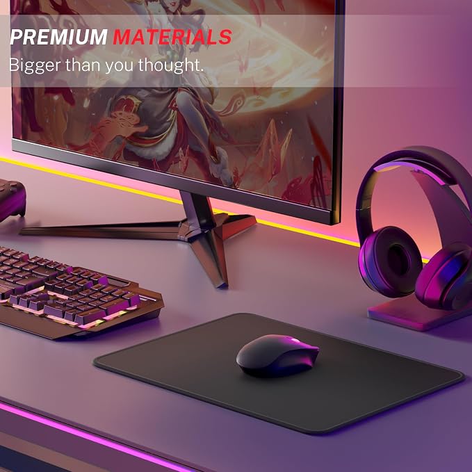 MROCO Essential Gaming Mouse Pad, 50% Expanded Size, 14 x 11 in, Black | Extended Size, Anti-Fray Stitched Edges, Premium Textured Surface, Non-Slip Rubber Base, Water & Stain Resistant Protection
