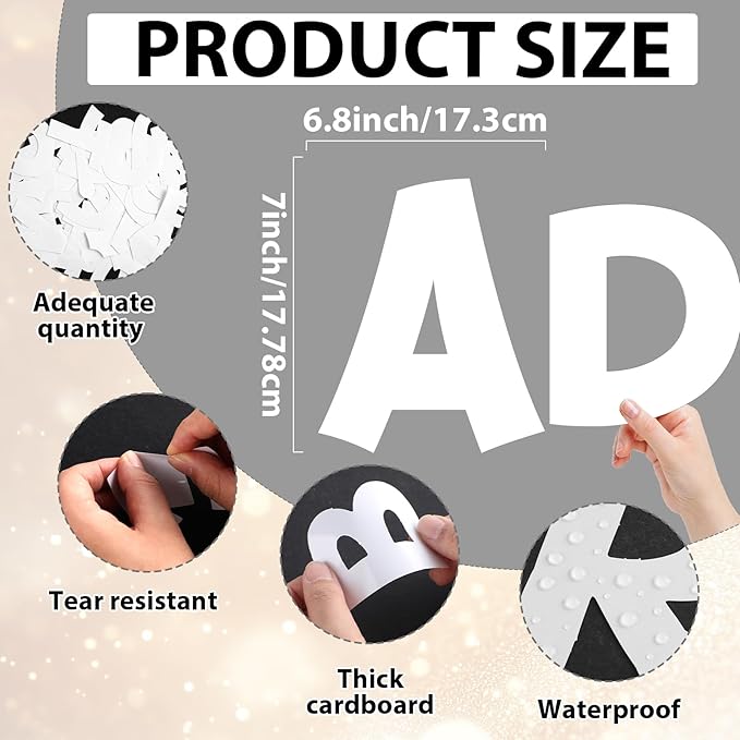 270Pcs 3In Bulletin Board Paper Letters and Numbers, Capital Letters, Numbers, Punctuation Card Stock Punch Out Letter for Classroom Poster Bulletin Board Window Door Home Decor Mailbox Sign, White