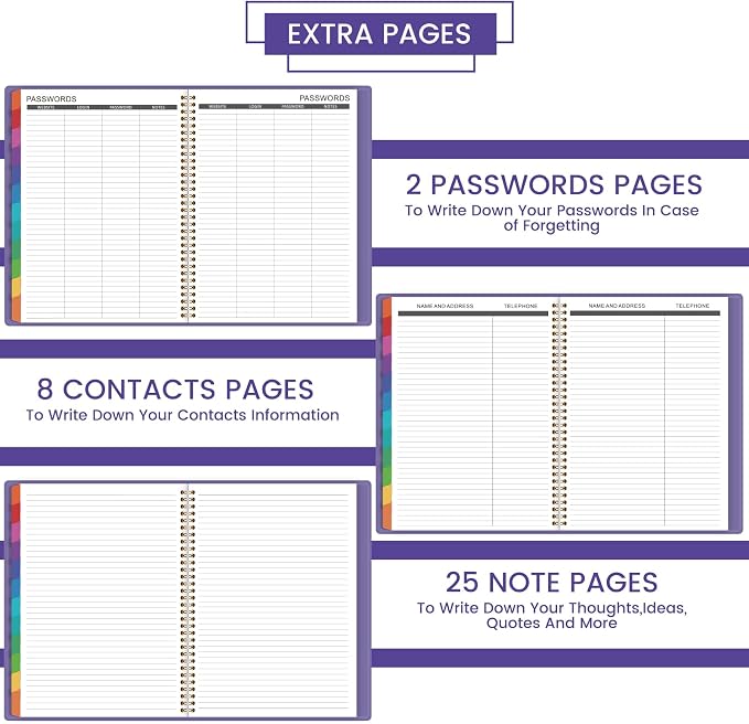 2026 Monthly Planner - Jan. 2026 - Dec. 2026, 12 Months Calendar/Planner 2026 with Faux Leather, 8.86" x 11.4", 15 Notes Pages, Strong Twin - Wire Binding, Pocket, Monthly Tabs, Perfect Organizer