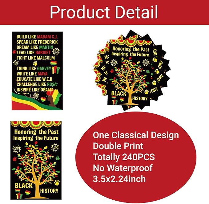 240pcs Black History Month Bookmarks Black History Month Decorations African American Gift Sets February Flash Cards for Classroom Bulletin Board MLK Day Party