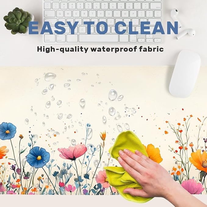Botanical Wildflower Gaming Mouse Pad Large Desk Mat Rainbow Petals Color Floral Mousepad Computer Keyboard Pad Mouse Mat Laptop Mat 31.5 x 11.8 Mouse Pads for Desk Home Office Gaming