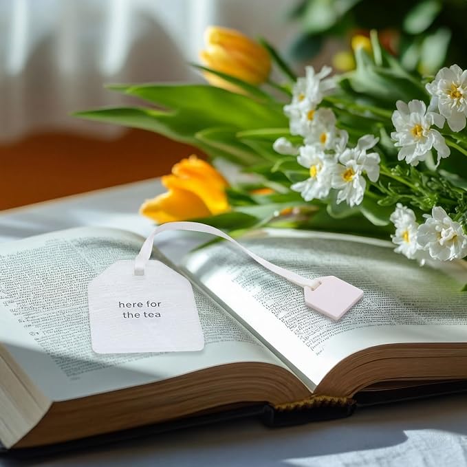 Honoson 6 Pcs Tea Bag Bookmarks Party Favors Cute Hand Gift Bookmarks for Women Mom Mother's Day Book Reading Lovers Gift (Proverbs,Acrylic)