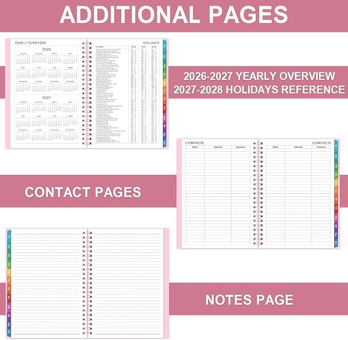 Planner 2026-2027 - Weekly & Monthly Planner, Jul 2026-Jun 2027, Academic Planner 26-27, 6.4"×8.5", Tabs, Thick Paper, Twin-Wire Binding, Back Pocket, Inspirational Quotes for Office Home School