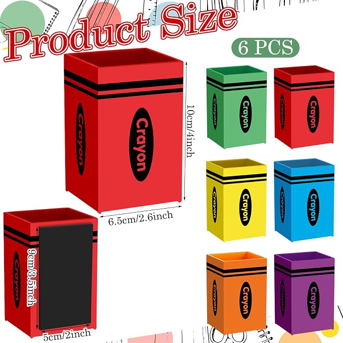 6 Pcs Crayon Classroom Decor Classroom Magnetic Storage Boxes Magnetic Storage Containers Plastics Pen Holder for Refrigerator Whiteboard Home Office School Organizer Supply