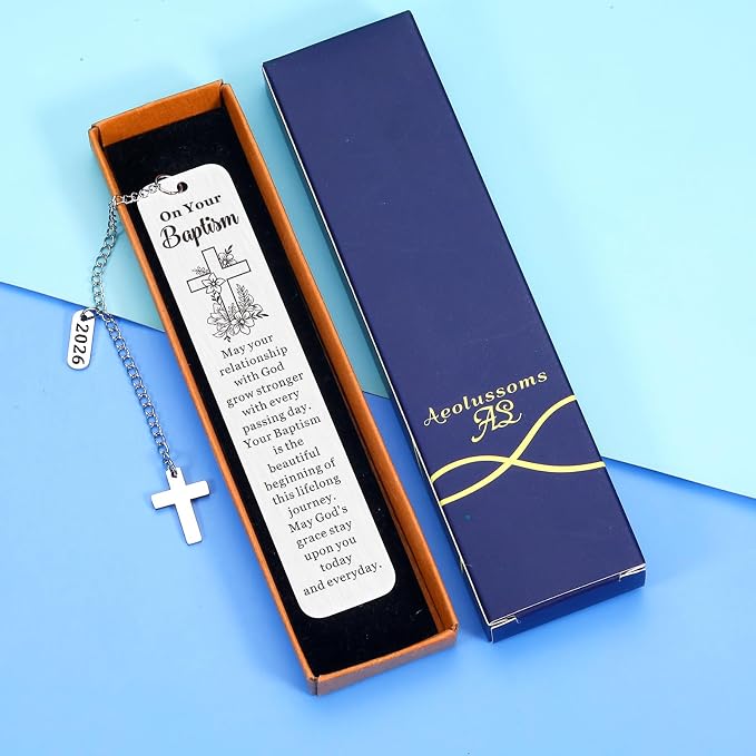 Baptism Gifts for Boys Girl 2026 Baptism Gifts for Women Men Baptism Bookmark Christian Gifts for Teens Girl Confirmation Gifts for Teen Girls Boys Bible Accessories First Communion Birthday Easter