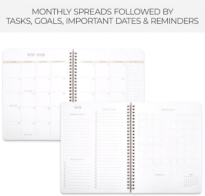 Beautiful 2025-2026 Monthly Planner and Calendar Book - Aesthetic To Do List Notebook For Women to Easily Organize Your Tasks and Boost Productivity - Runs From April 2025 Until December 2026
