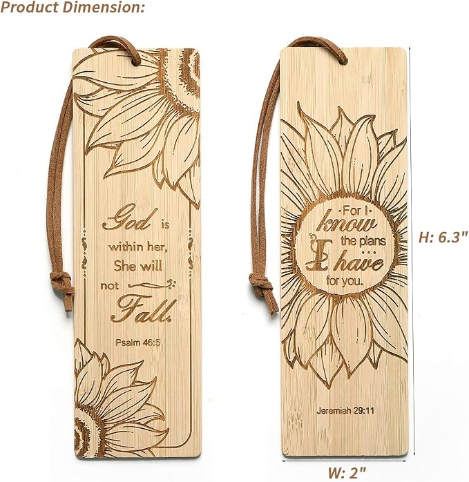 2 Pcs Bible Bookmarks for Women, Sunflower Bamboo Religious Christian Bookmarks Gifts for Women Book Marks for Reading (Sunflower)