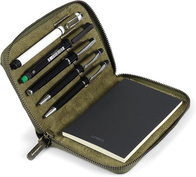 Londo Genuine Leather Padfolio – Portfolio Folder with Pencil Holder, Notepad & Zipper Closure for Business, Office & Travel