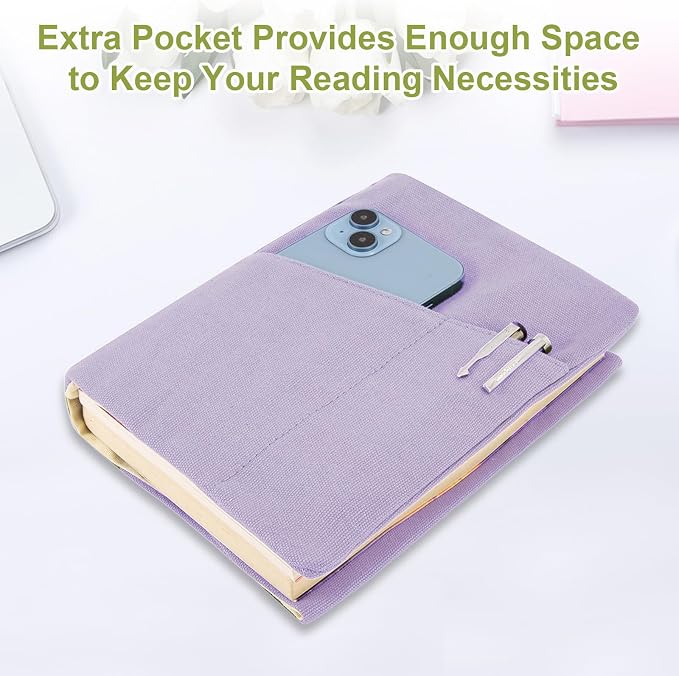Book Covers for Paperbacks,Reusable Book Protector for Soft (Purple, 8.5 Inch x 2 Inch)