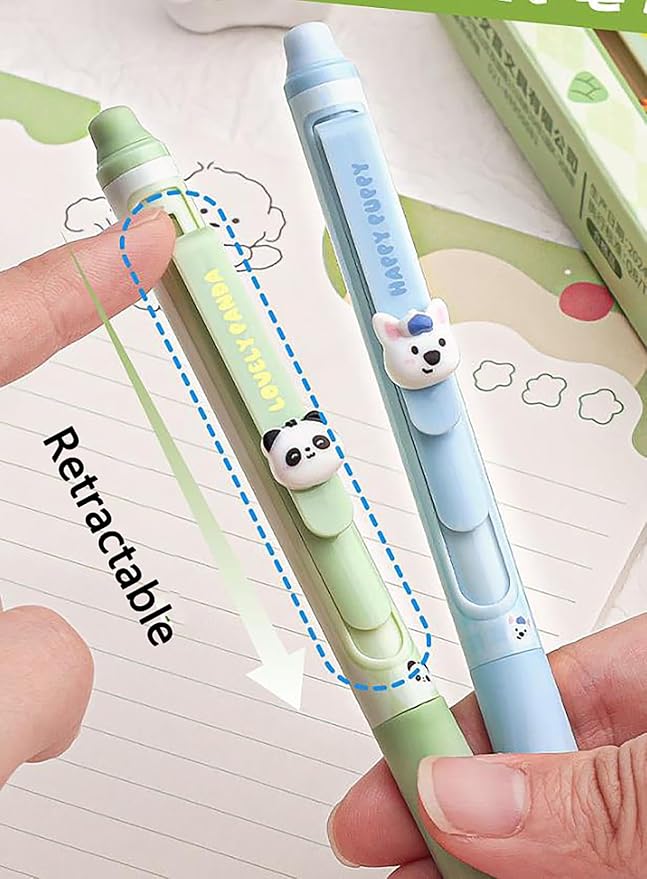 4pcs Erasable Pens 0.5mm Gel Pens Blue Ink Retractable Mistake-Free Smooth Writing Pens with Erasers for Women Men Office Supplies (animal 4pcs, Blue)
