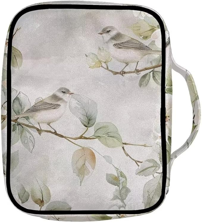 Coldinair Watercolor Painting Bible Cover for Women,Canvas Carrying Book Case Brown Cow Print Church Bag Bible Holder with Handle and Zippered Pocket