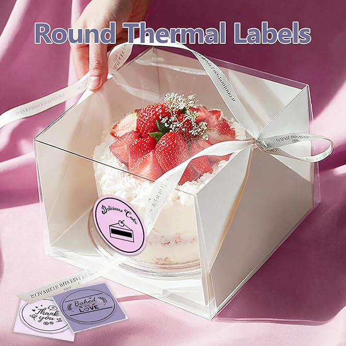 300PCS 2 Inch Thermal Circle Sticker Labels for Label Printer, Pink-Purple Series Custom Stickers for Makeup, Perfume, Candle, 2x150PCS/ Roll Round Stickers with PL70E/ PL80E/ Y812/ X1038 Label Maker