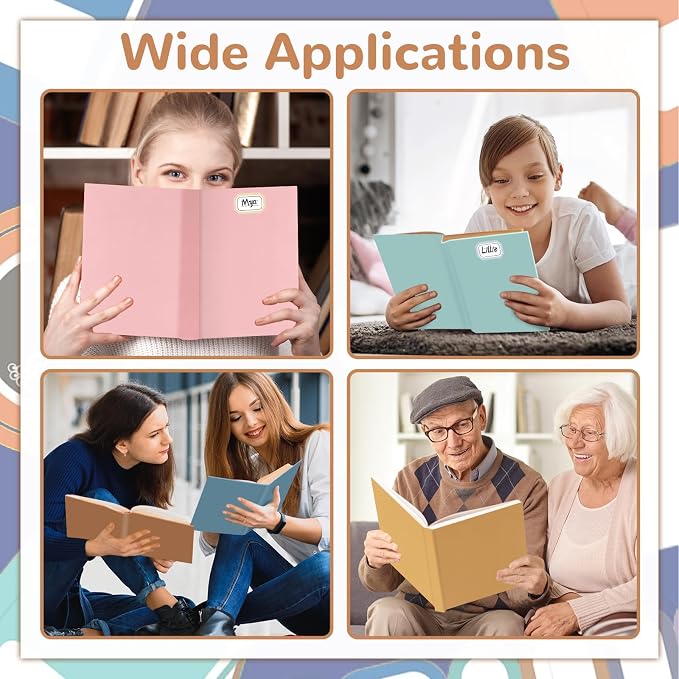 QOUBAI Jumbo Stretchable Book Covers 7PCS Reusable Fabric Book Covers with Label 9x11in Boho Brown Protective Sleeve for Hardcover Books Textbook Covers for School Fits Most Book Sizes Up to 10x12.5in