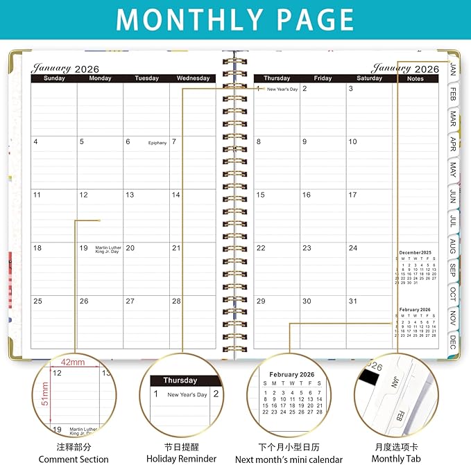 2026-2027Academic Planner, Weekly and Monthly Planning Book，Calendar Planner July 2026 - June 2027, Hardcover Teacher Student Planning Agenda book with Tabs, A5 (6.3" x 8.4"), School Organizer for Student Teacher(Cute kittens)