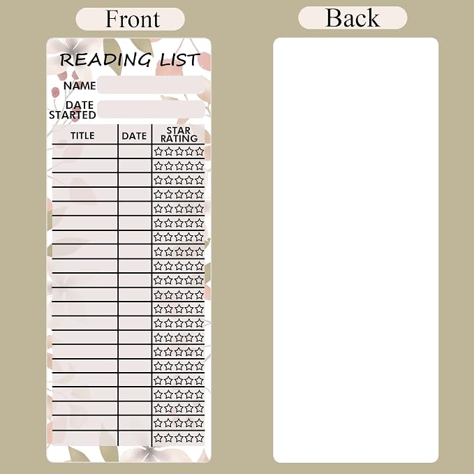 Reading List Bookmark Tracker 3x8 Inch Personal Libraries Cards 100 Pcs Book Tracker Reading Page Cards Book Reading Log for Reading Student Lover Readers Literary Gifts,Book Accessories Thick