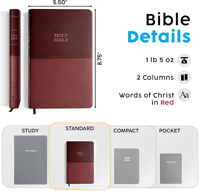 Printualist Personalized KJV Value Thinline Holy Bible with Name Engraved, Red Letter King James Version, Faux Leather Brown Cover, Custom Gift Bible for Christian Celebrations
