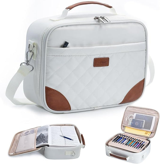 Aplufine Bible Cover for Men-Bible Case for Women-Medium Bible Bags and Totes-Large Bible Carrying Case-Bible Carrier with Shoulder Strap,Detachable Pen Loops for Bible Accessories,Gift Men Women
