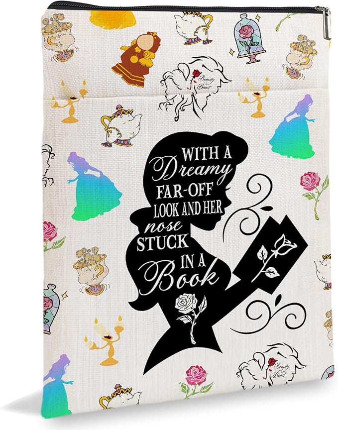 Princess Dreamy Book Sleeve, Beauty Inspired Book Sleeve, Fairytale Lover Gift A Tale as Old as Time Gift Book Cover, Paperback Book Cover with Zipper6JB036