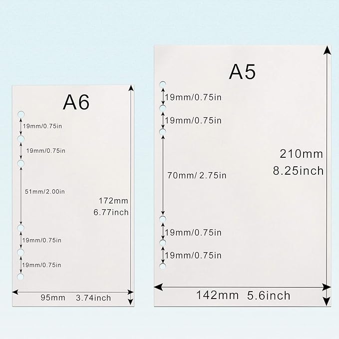 A6 Refill Paper, [3 Pack] Toplive 100GSM Thick Refillable Blank Paper 6 Hole Filler Inserts Loose Leaf Paper 135 Sheets (270 Pages) for 6 Ring Binder Journal Notebook
